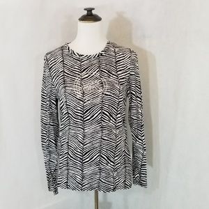 Michael Kors Zebra Print Long Sleeve T-Shirt Lg